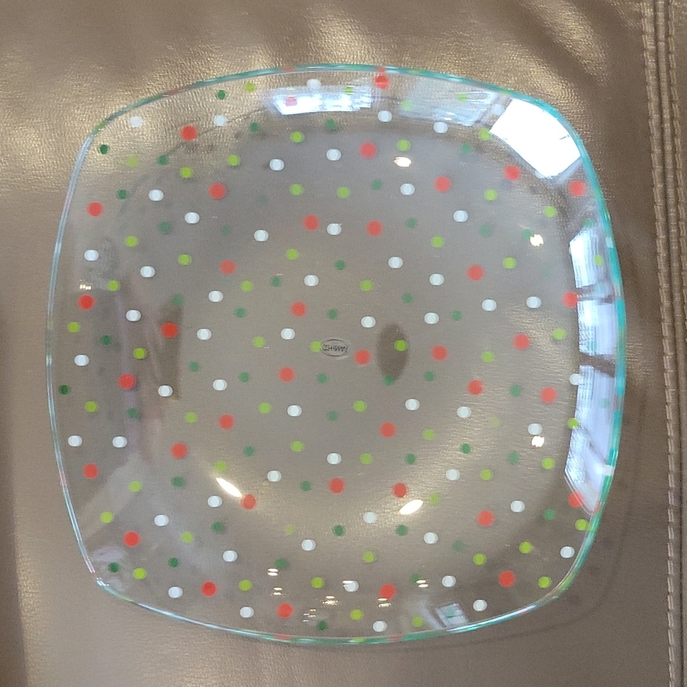 The Pampered Chef Holiday Dots Square Bowl